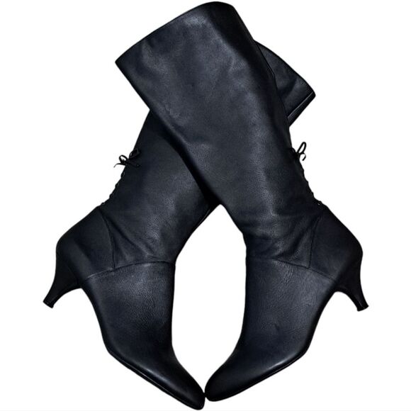Naturalizer Dinka Stilletto Kitten Heel Gothic Knee High Boots Size 12 Black - Picture 1 of 17